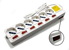 Multipresa elettrica prolunga 4 5 6 posti schuko con interruttori 2500W 1.5M