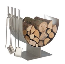 Portalegna di Design Moderno Porta Legna con Set Attrezzi e Accessori per Camino