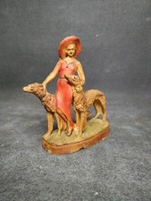 STATUA IN GESSO DONNA CON CANI EPOCA 900