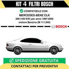 KIT BOSCH 4 Filtri tagliando per MERCEDES-BENZ CLK 200 100 kw Benzina 1997-2002
