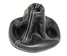 Cuffia leva cambio PER Fiat Panda 319 dal 2012  vera pelle nera cuciture grigie