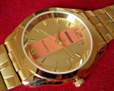 OROLOGIO ORIENT NUOVO CON BRACCIALE PLACCA ORO GIALLO MOV. QUARZ QUADRANTE ORO 