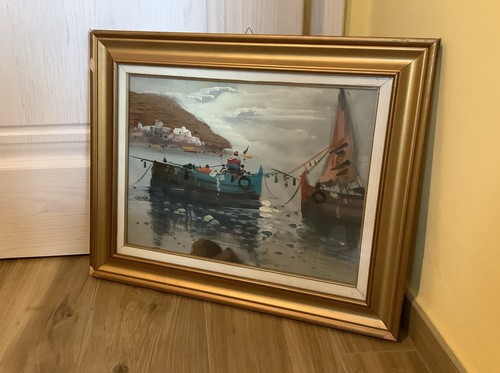 Quadro olio tela barche - tela,