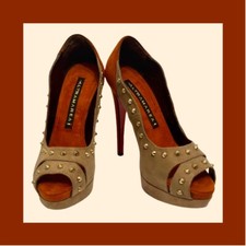 Scarpe Nr. 37 décolleté spuntate plateau borchie tacco 12 cm ALTRAMAREA