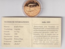 GERMANIA MEDAGLIA LOCOMOTIVA ADLER EMISSIONE DEL 1998