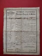 Licenza permesso caccia porto armi archibugio Stato Pontificio 1869 fucili Roma