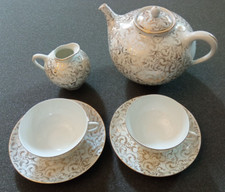 servizio da thè Richard-Ginori teiera lattiera e 2 tazze con piattini
