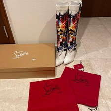 Stivali Christian Louboutin in pelle modello bianco al ginocchio tacco alto misura 38