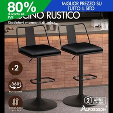 ALFORDSON Sgabelli da Bar Alzata a Gas Pelle  Sedie Cucina Girevole Gloria NERO