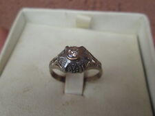 anello anni '40, in oro bianco e giallo con diamante - autentico --fatt. manuale