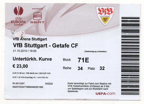 Biglietto vfb stoccarda - ec,