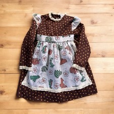 Abito bambina vintage Perma Prest Disney Winnie The Pooh Sears pizzo con volant taglia 5