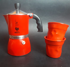 Set Caffettiera Bialetti Fiammetta Rossa + 2 Tazzine Rosse Moka 2-3 tz Espresso