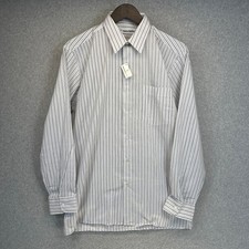 Camicia uomo Gianni Bellini taglia 16 bianca nera a righe misto poliestere con bottoni