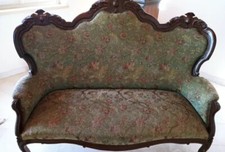 Divano Vintage Legno E Velluto Damascato