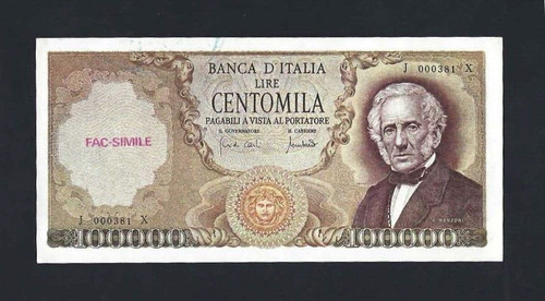 100000 lire manzoni banconota - manzoni,