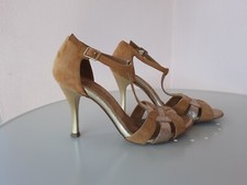 scarpe da ballo latino camoscio e oro tacco 10 cm TG 37