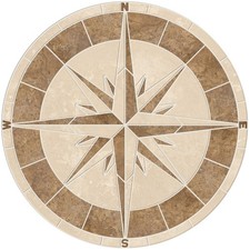 Medaglione piastrelle mosaico bussola capitani travertino pietra naturale avorio e noce
