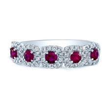 14k Oro Bianco Rubino Diamante