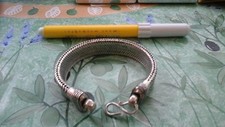 bagno argento indiano bracciale 96 gr snake piatto bracelet 21 22 CM 