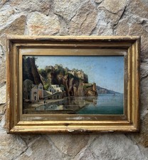 Quadro antico - Paesaggio Con Marina- dipinto a olio su tavola