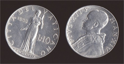 Vaticano lire 1952 pio - 10,