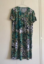 Abito donna Fresco jersey Maniche corte Verde Bianco A pois nero Tg.44