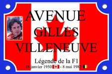 PLAQUE RUE Gilles VILLENEUVE FORMULE1 F1 30X20cm ALU
