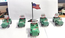 Lotto 5 Jeep Militari Giocattolo Colore Verde in Plastica Fanteria Americana 