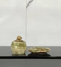 Set Posacenere E Accendino In Onice Vintage Da Collezione Anni 60 