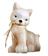 Grande GATTO in terracotta vintage Dolcissimo micio 24 cm Scultura inglese Cat