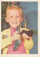 C4 - Cp Cartolina Augurale Natale Bambino con trenino Fotografica - Fg Nvg