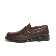 SCARPE UOMO EXTON MOCASSINI ELEGANTI COLLEGE 102 LEGNO VERA PELLE