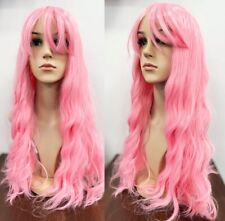 Pink Long Wavy Wig Fancy Dress Costume Party Cosplay Heat Resistant Deluxe