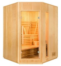 Sauna Finlandese ad Infrarossi 3/4 Posti 150x150 cm H200 in Legno di Abete Zen