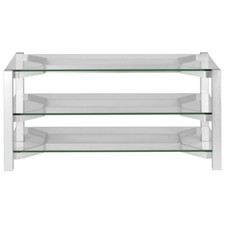 Harmony 9 Scansonic Silver Tavolino TV Metallo 3 Mensole Vetro L120 x P50 x A50