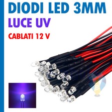 10 LED UV ULTRAVIOLETTI 12 V 3mm lampada alta luminosità diodi purple viola luce