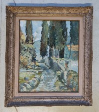 ANTICO QUADRO DIPINTO OLIO Primo Nolli EPOCA 900 PAESAGGIO MONTAGNA pecore BAITA