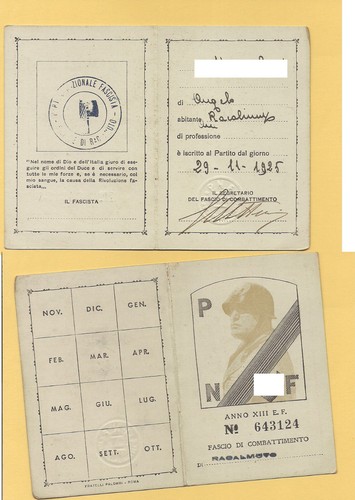 P194 tessera partito nazionale - tessera,