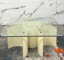 TAVOLO BASSO DA SALOTTO SPACE AGE IN LEGNO CURVO ANNI 70