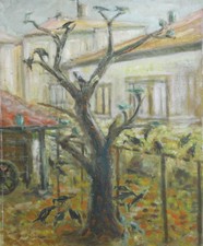 Dipinto ad olio vintage scena