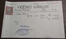 " VITTORIO  GARBARI " TRENTO 1908 _ RICEVUTA PAGAMENTO ORZO  VENDUTO alla CUCINA