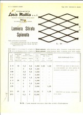 1949 MILANO Ferramenta Mattia LORIO - Listino per lamiera stirata spianata