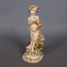Statua Porcellana Capodimonte Gianni Merlo Putto Con Frutti Autunno Vintage 1960