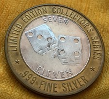 1995 Seven Eleven Grand Casino dieci dollari gettone da gioco 6 once 999 argento fino #10
