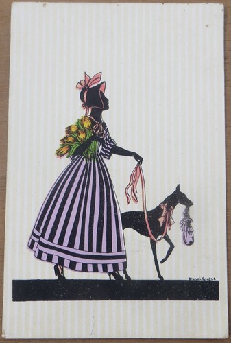 1910 cartolina donnina con - 1910,