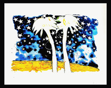 MARIO SCHIFANO-  SERIGRAFIA MATERICA cm. 100 x 120 OASI CON DUE PALME