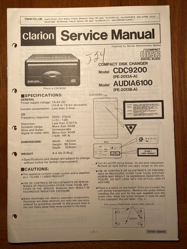 Clarion cdc9200 audia6100 - clarion,