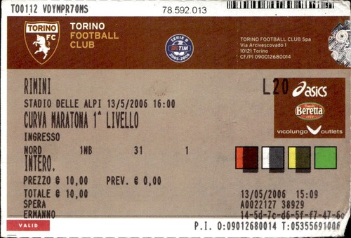 Biglietto stadio torino vs - biglietto,