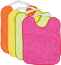 Confezione Da 4 Bavaglini Impermeabili Con Chiusura Elastica 90% Cotone - 10% Po